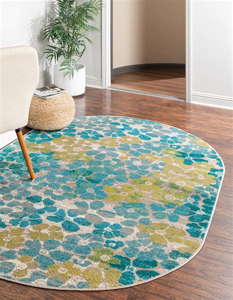 Rugs Azalea Collection Rug 4 X 6 Oval Blue Medium Rug Perfect