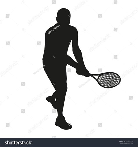 Tennis Player Backhand Vector Silhouette Stock Vector Royalty Free