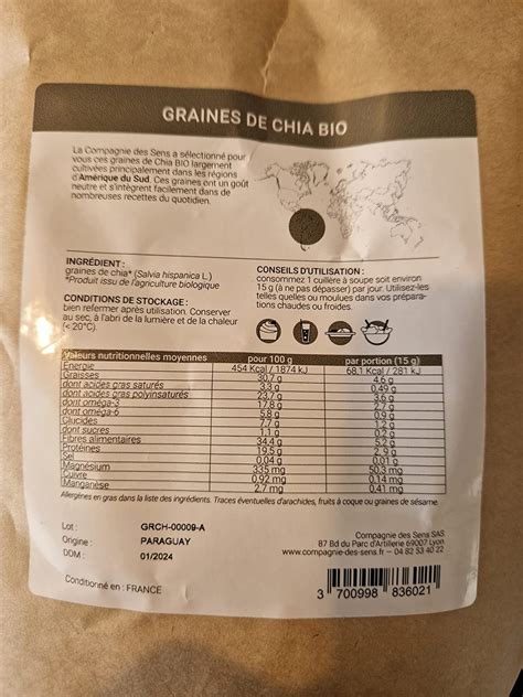 Graines de Chia BIO riche en oméga 3 1kg Amazon fr Hygiène et Santé