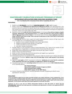 Fillable Online Mastercard Foundation Scholarship Application Form Pdf