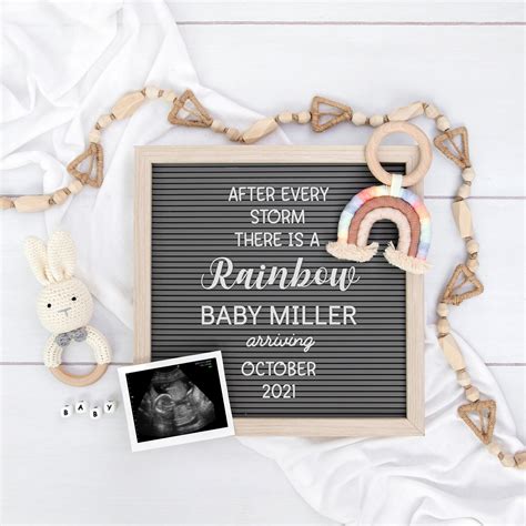 Rainbow Baby Digital Pregnancy Announcement Gender Neutral Editable