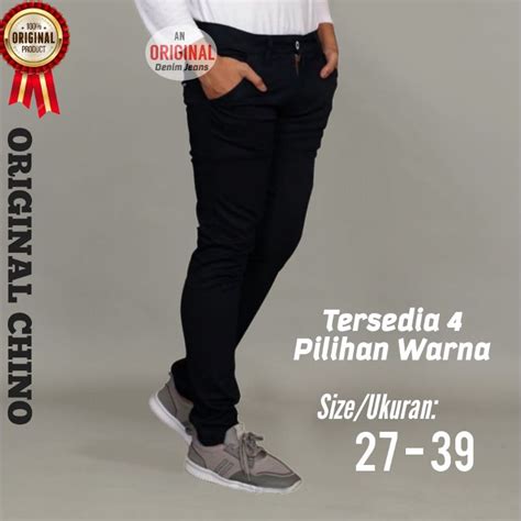 Jual Celana Chino Hitam Pria Cino Panjang Pensil Skinny Semi Slim Fit