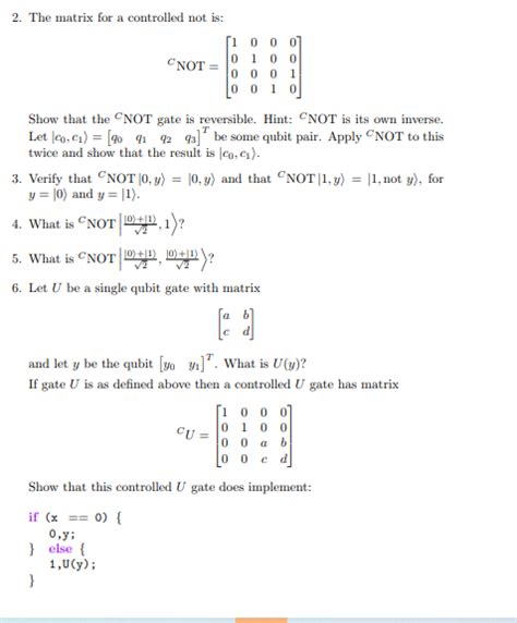 Solved 2 The Matrix For A Controlled Not Is 11 00 CNOT 0 Chegg