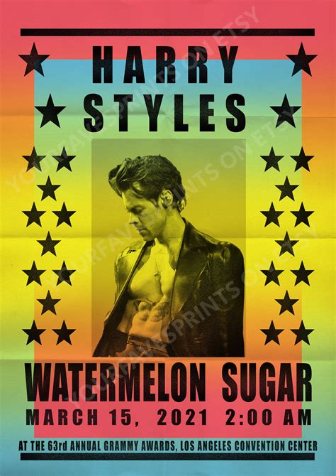 Harry Styles Vintage Poster Print Unique Printable Digital Etsy