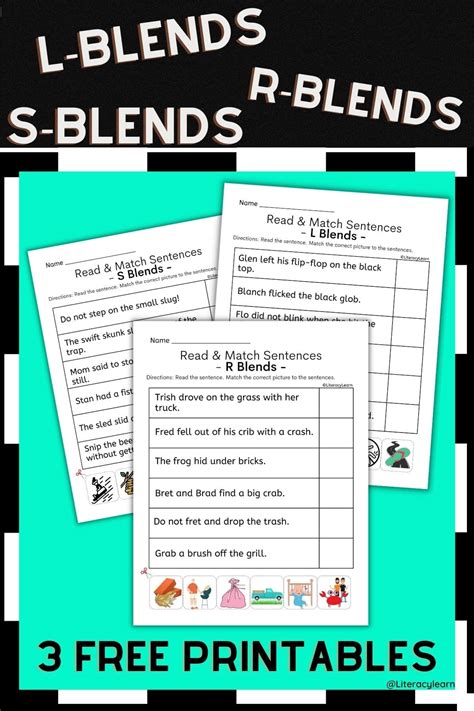 Consonant Blends Sentences With Free Worksheets Literacy Learn