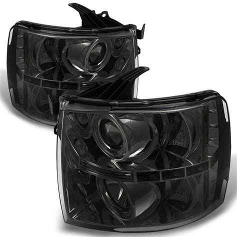 Akkon For 2007 2013 2014 Silverado 1500 2500hd 3500hd Truck Smoked Dual Halo Ring Led