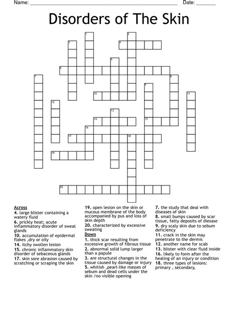 Disorders Of The Skin Crossword WordMint