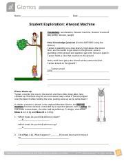 Atwood Machine Lab.docx - Name: Date: Student Exploration: Atwood ...