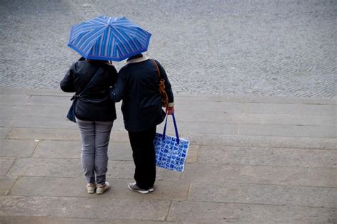 Premium Photo Rear View Of Women Holding Umbrella While Standing On Street