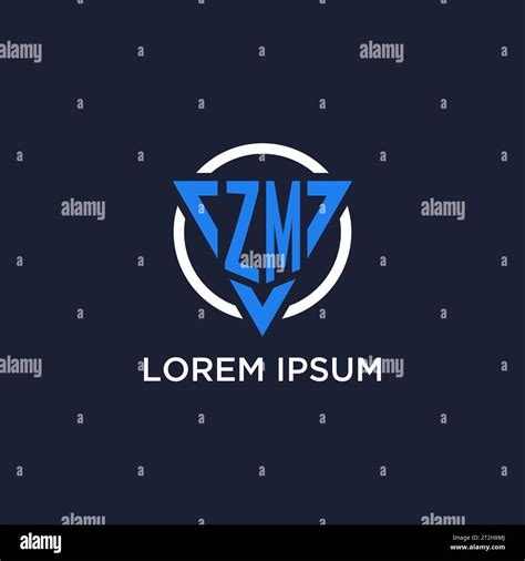 Zm Monogram Logo With Triangle Shape And Circle Design Vector Stock