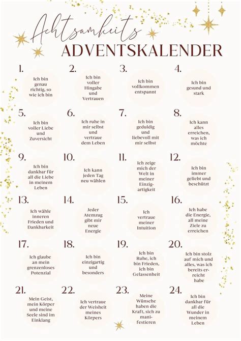 Adventskalender Zum Freirubbeln Mit Affirmationen Affirmations