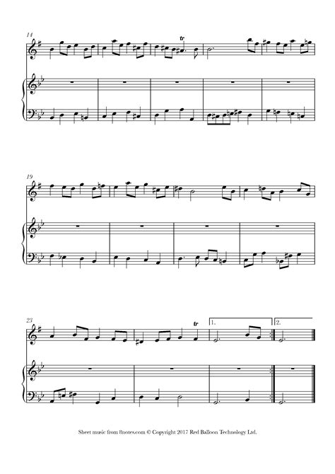 Bach Bourree From Bwv Sheet Music For Saxophone Notes