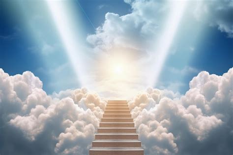 Premium Ai Image Stairway Leading Up To Heavenly Sky Toward The Light