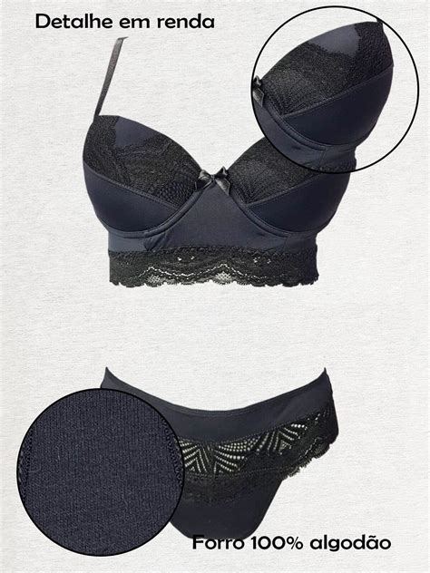 Comprar Conjunto Lingerie Samantha Suti Bojo E Calcinha Fio Dental