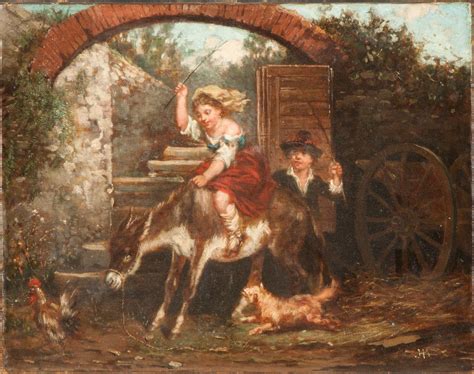 James Henry Beard American 1811 1893 Children Riding Mule Cottone