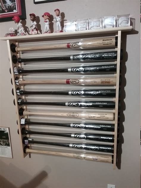 11bat Wood W Top Shelf Baseball Bat Display Rack Premium Etsy