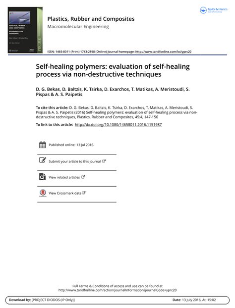 (PDF) Self-healing polymers: evaluation of self-healing process via non ...