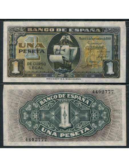 España 1940 Billetes Estado Español Nº 00436 SC UNC 1 peseta