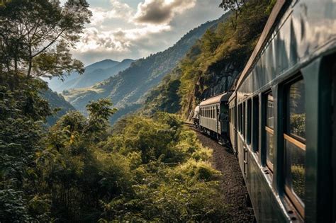 Premium Photo A Train Traveling Through A Lush Green Valley