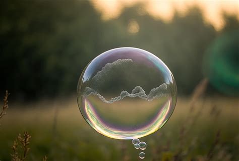 Premium Ai Image A Close Up Of A Soap Bubble Floating Over A Hazy