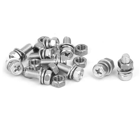 Sjt M X Mm Stainless Steel Phillips Hex Head Bolts Nuts W