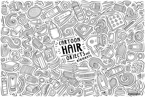 Doodle Cartoon Set Of Hair Salon Objects And Symbols Stock Vector 3092658 Crushpixel