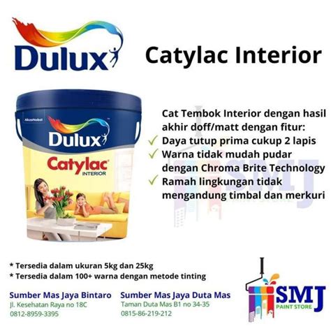 Jual Cat Tembok Interior DULUX CATYLAC Warna Tinting Ukuran 5kg Di