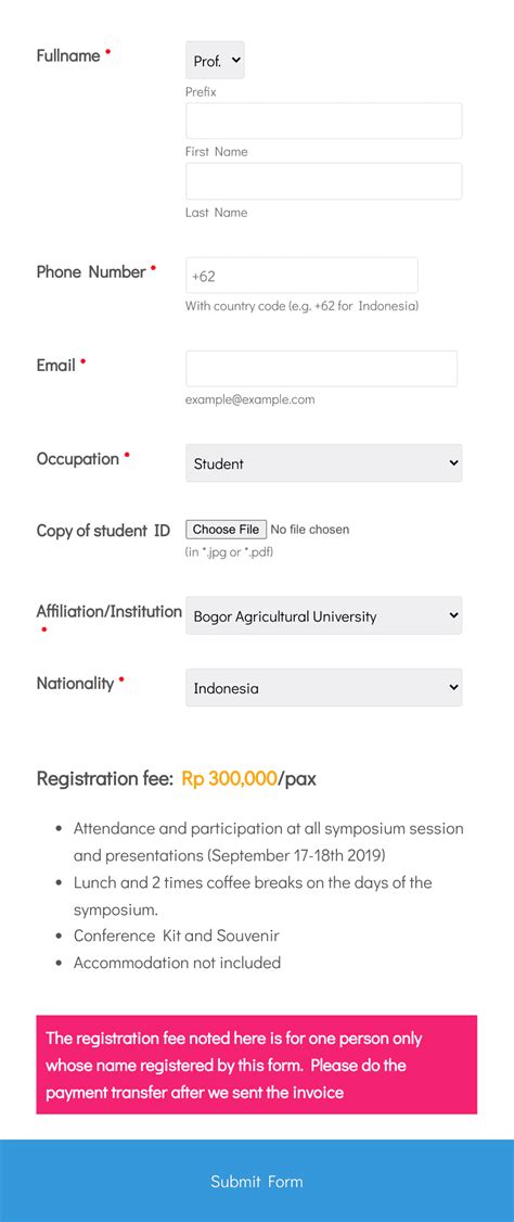 Registration For Participant Only International Sym Form Template Jotform