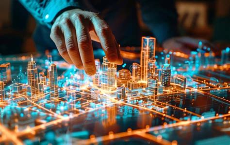 A City Planner Developing Urban Spaces With A Holographic D City Model