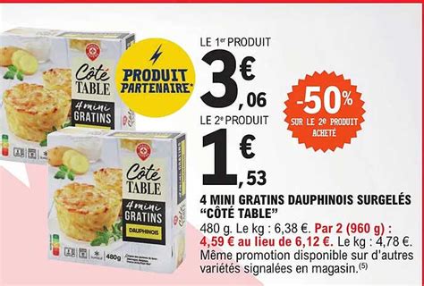 Promo 4 Mini Gratins Dauphinois Surgelés Côté Table Chez Eleclerc