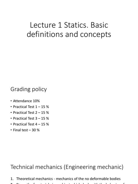 Lecture 1 Statics Basic Concepts And Axioms Pdf Force Acceleration