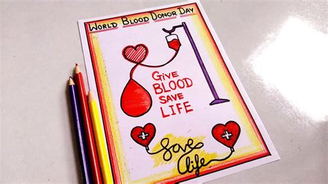 World Blood Donation Day Blood Donar Day Poster Drawing Donate Blood