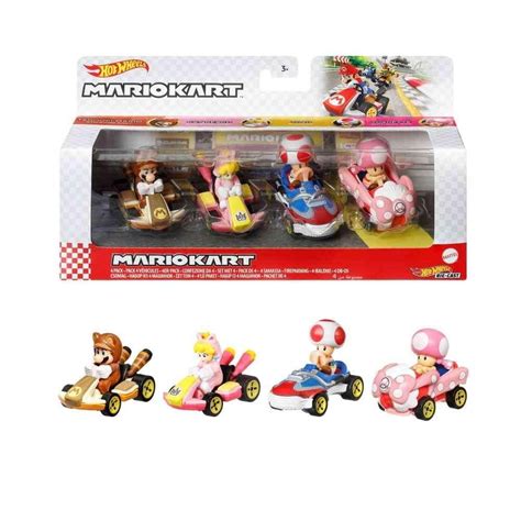 Veh Culo De Juguete Hot Wheels Paquete De Con Tanooki Mario Toad Cat Peach Y Toadette