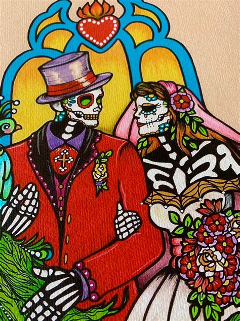 Day Of The Dead Wedding Art Print Day Of The Dead Couple Etsy