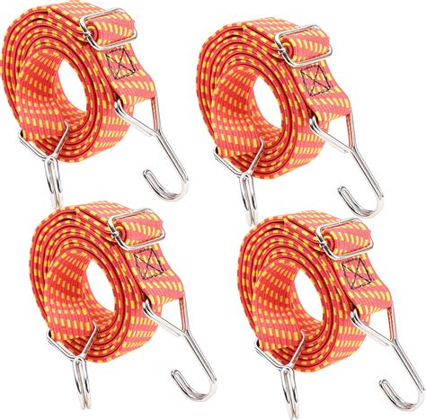 SDTC Tech 80 Inch Adjustable Flat Bungee Cords With Hooks 4 Pack