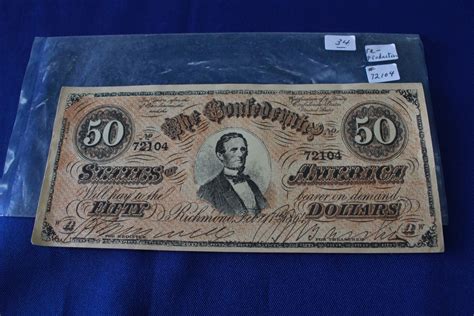 U S A Confederate Fifty Dollar Bill 1 Reproduction Feb 17 1864