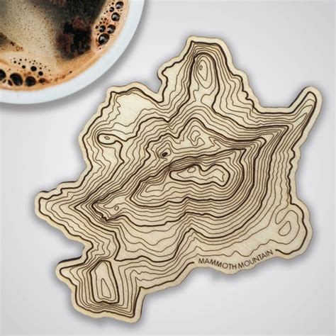 Mammoth Mountain Topographic Map Wooden Coaster Pacific Etsy