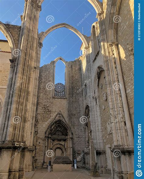 Ruins Of Carmo Convent And Church Captured From Santana Hill In Lisbon