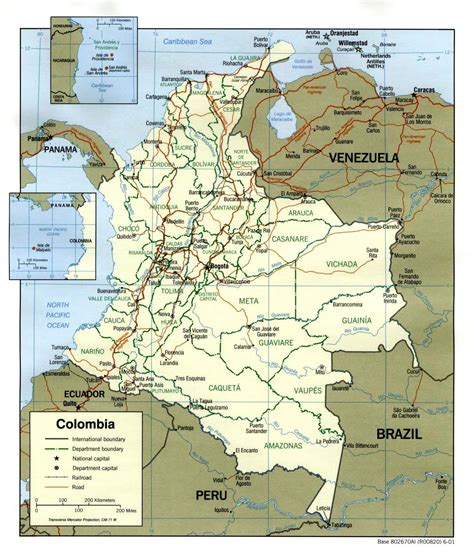 Colombia landkaart | Afdrukbare plattegronden van Colombia ... 