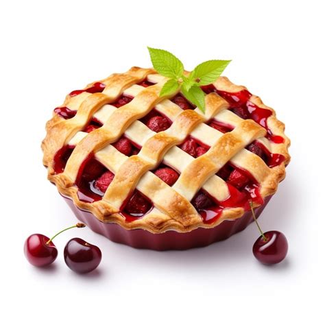 Premium AI Image Tasty Cherry Pie On White Background