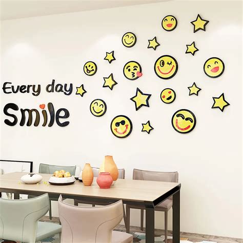 Cartoon Smiley Face Emoticon Acrylic Wall Stickers Living Room