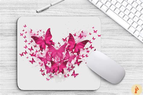 Hot Pink Butterflies Mouse Pad Design By Mulew Art Thehungryjpeg