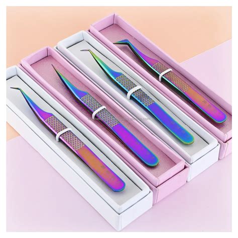 Wholesale Diamond Grip Eyelash Extensions Tweezers Fiber Tip Tweezers