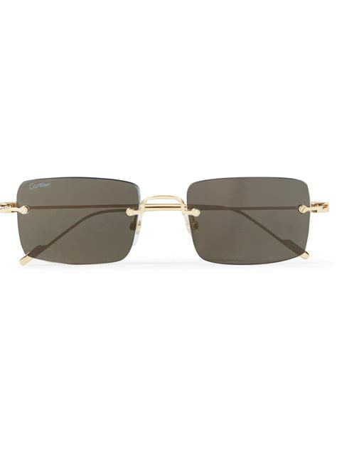 Cartier Eyewear Double C Frameless Gold Tone Sunglasses Cartier