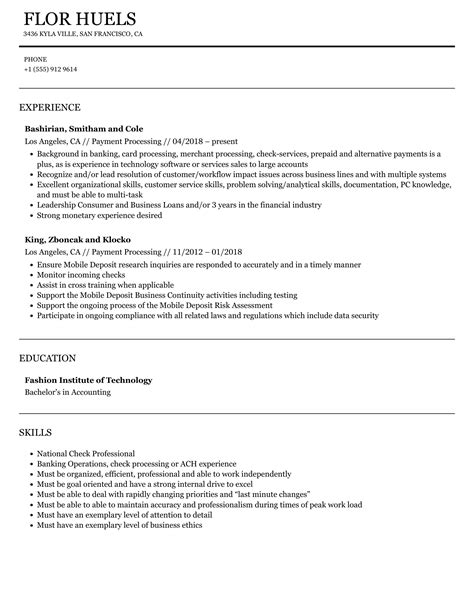 Payment Processor Resume