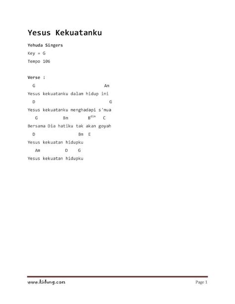 Pdf Yesus Kekuatanku Lirik And Chord Lagu Page 1 Yesus