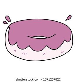 Hand Drawn Quirky Cartoon Iced Donut Stock Illustration