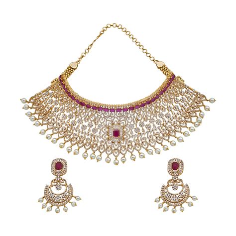 Buy Kushal S Fashion Jewellery Gold Plated Ruby Necklace Set With