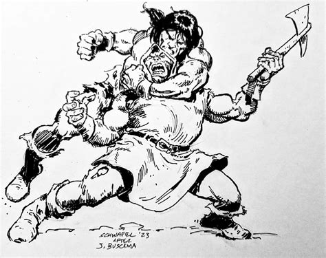 Conan Ambush Original Art Pen And Ink Comic Art Conan The Barbarian