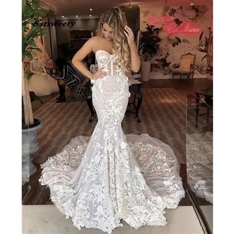 2022 Luxury Saudi Arabic Lace Mermaid Lace Bridal Gowns With Flowers